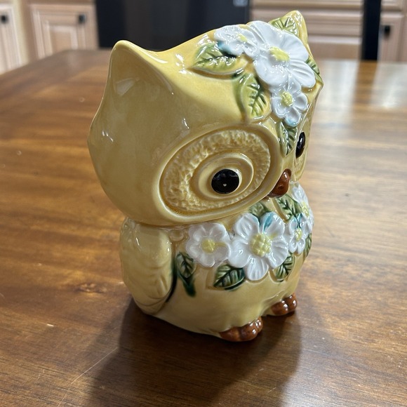 Vintage Yellow Owl/Floral Planter Stamped 6314  - Retro Boho Vibes Ceramic - Picture 8 of 11